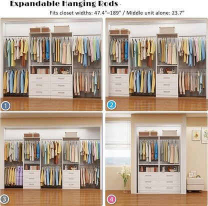 Closet System with Drawers, closet organizer system, 2 Sets 4-15FT | 6 Wooden - Image 5