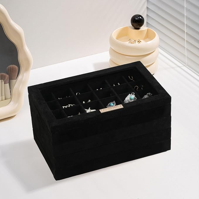Frebeauty Stackable Jewelry Trays, Removable Glass Lid, Drawer Inserts - Image 6