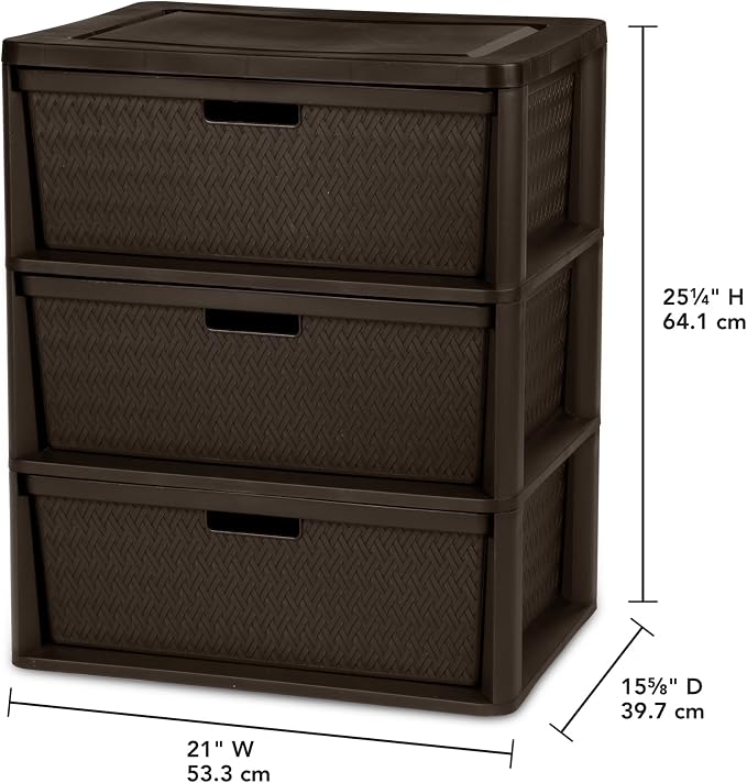 Wide 3 Drawer Tower, Plastic Storage Organizer - Image 3