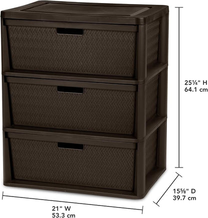 Wide 3 Drawer Tower, Plastic Storage Organizer - Image 3