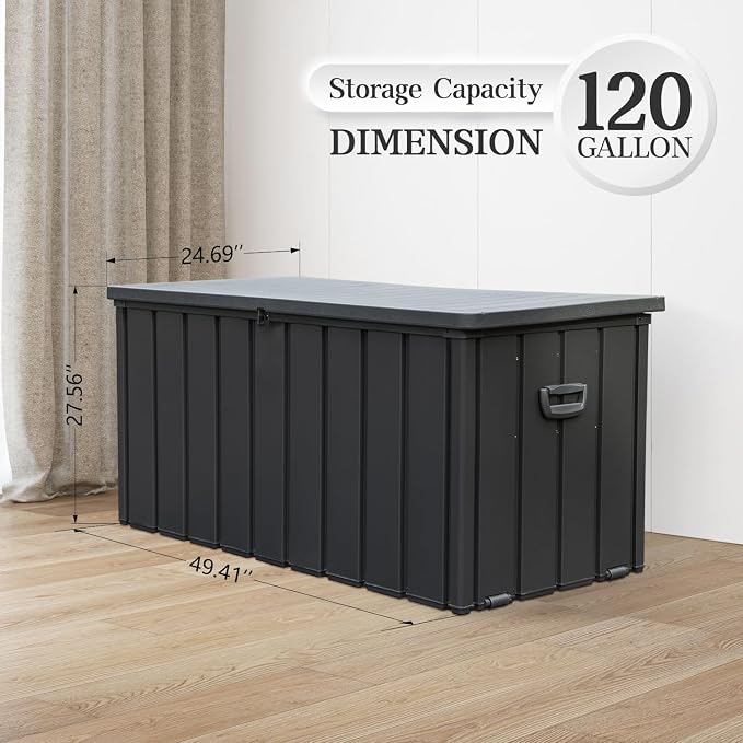 Domi 120 Gallon Deck Box, Metal Outdoor Storage Box - Image 5