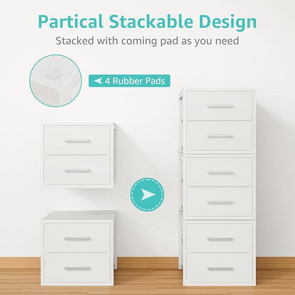 BOLUO Stackable Storage Drawers Closet Organizers and Storage Fabric White 2 - Image 4