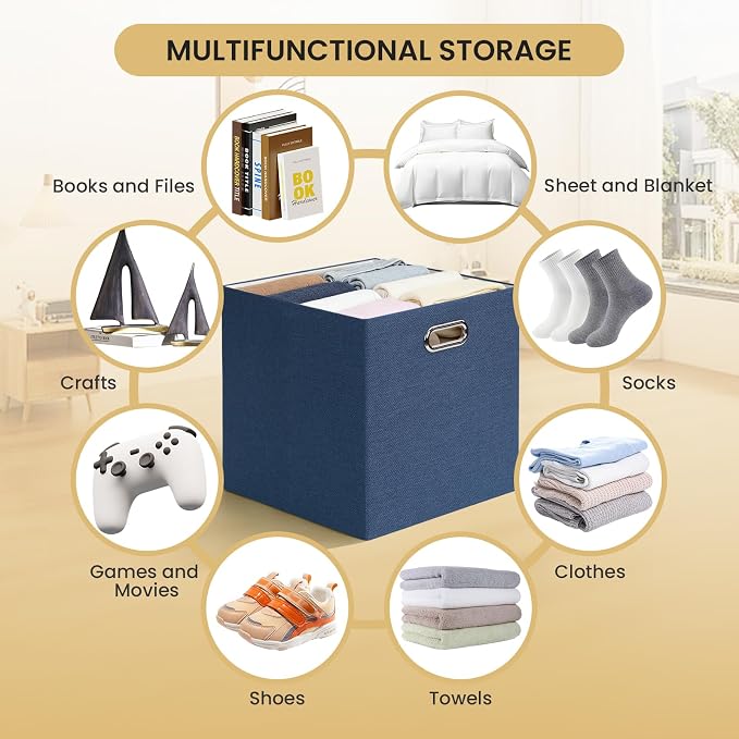 Posprica Storage Cube Basket Bins, 13×13 Foldable Storage Boxes - Image 5