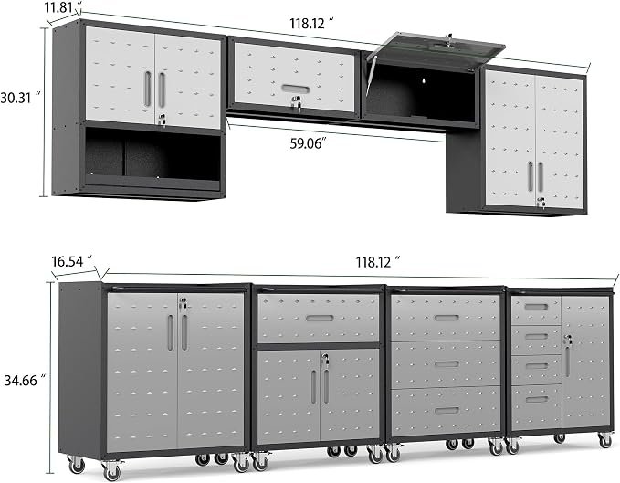 8-Piece Heavy Duty Steel Garage Cabinet System | All-in-One Modular Garage - Image 2