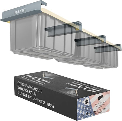 HANDT Overhead Garage Storage Rack, Connectable Heavy Duty Metal Ceiling Rails by HANDT