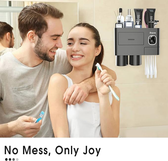 iHave Toothbrush Holders for Bathrooms, 2 Cups Toothbrush Holder Wall Mounted - Image 6