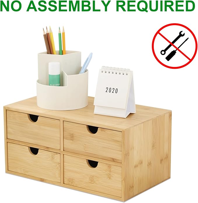 Bamboo Desk Drawer Organizer, Desktop Organizer - Image 4