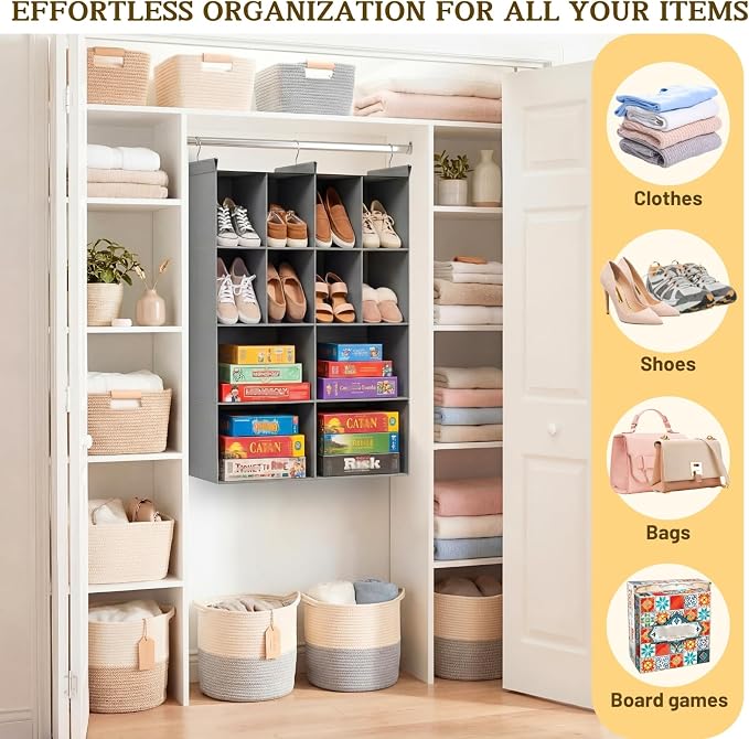 Ofiray-home 4 Tier Hanging Closet Organizer, 12 Compartments Sweater Organizer - Image 6