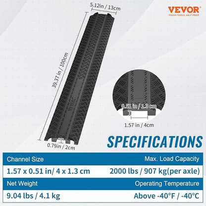 VEVOR 3 PCs Drop Over Cable Cover Ramp, 000 lbs/axle Load Capacity, Heavy Duty - Image 7
