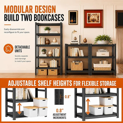 Bolt-Free 4 Tier Metal Bookshelf, 45.5"W Adjustable Tall Bookcase, 1800LBS - Image 8