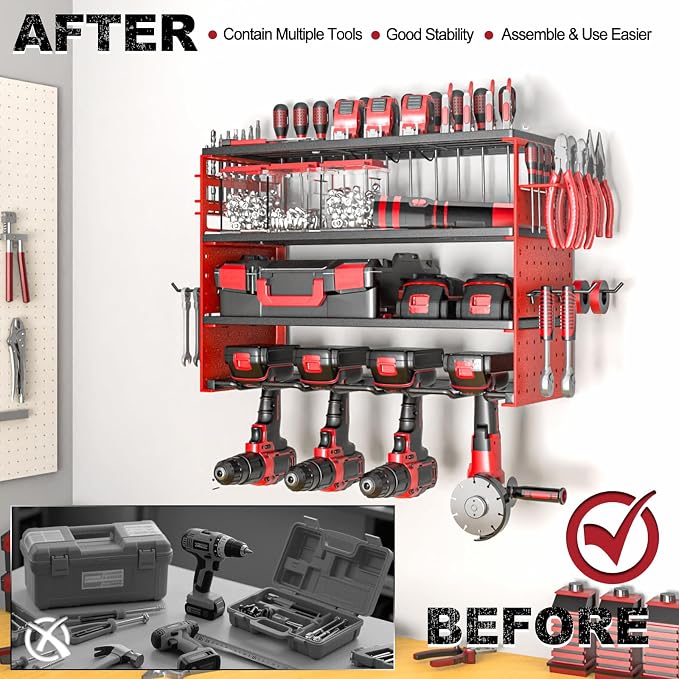 Power Tool Organizer Wall Mount, Cordless Drill Hanger Storage Rack 8 Drill - Image 4