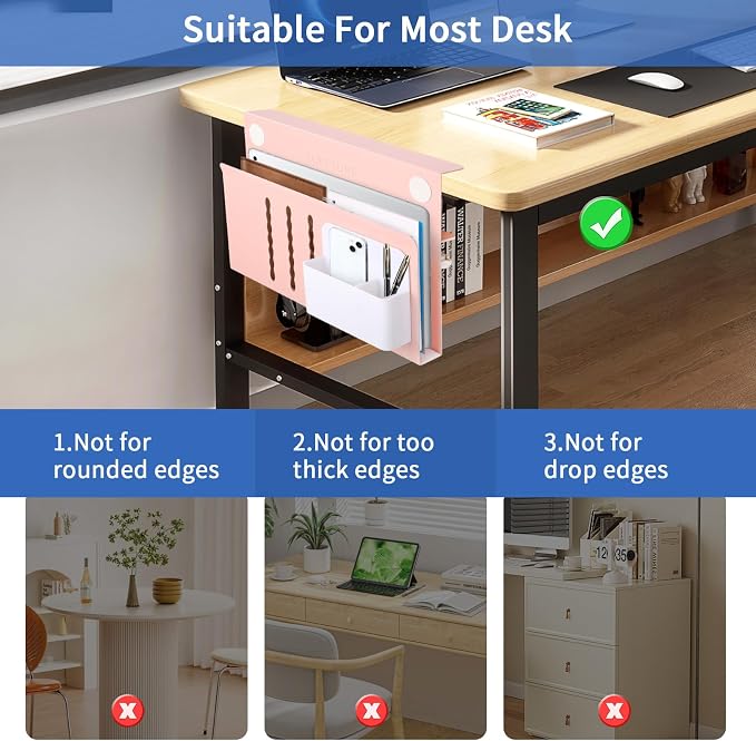 LUKETURE Desk Side Storage Laptop Holder No Drill Clamp On Organizer | Steel - Image 5