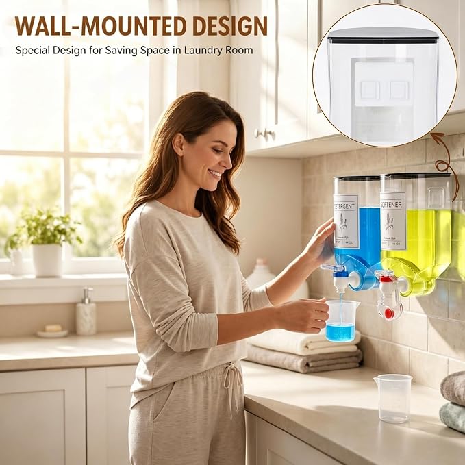 2 Pack Laundry Soap Dispenser, Wall Mounted Detergent Dispenser, Fabric - Image 2