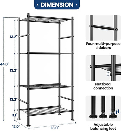 Abiglifty Storage Shelves, 4-Tier Wire Shelving, Metal Shelving - Image 2