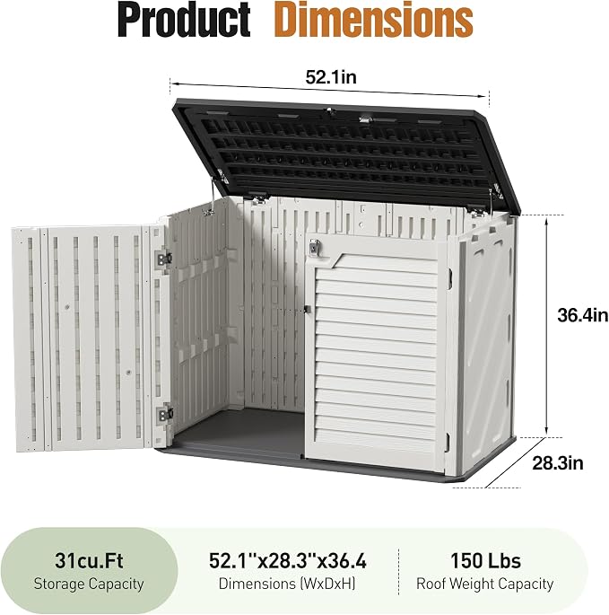 31 Cu.Ft Resin Outdoor Storage Cabinet - Image 2