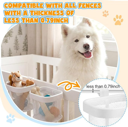 Sliner 4 Pack Dog Crate Hanging Storage Baskets Pet Fence Organizer - Image 4