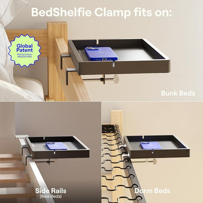 BedShelfie Bedside Shelf for Bunk Bed & Top Bunk, College Dorm Room Essentials - Image 4