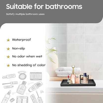 Vanity and Bathroom Tray, 9.8" ABS Countertop Organizer, Waterproof Vanity Tray - Image 2