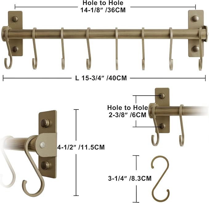 Dseap Kitchen Utensil Holder Hanger, Pot and Pan Rack wall mounted, Kitchen Rail - Image 3