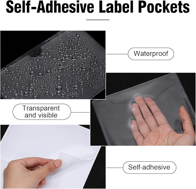 52 Pcs 5" x 7" Self Adhesive Index Card Pockets Label Pockets - Image 4