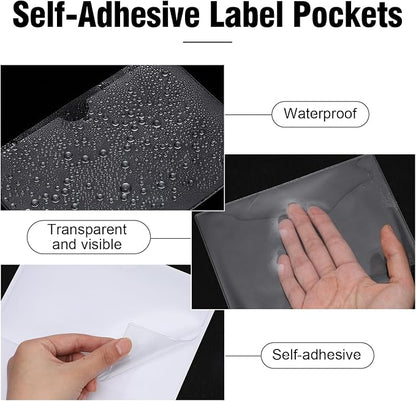 52 Pcs 5" x 7" Self Adhesive Index Card Pockets Label Pockets - Image 4