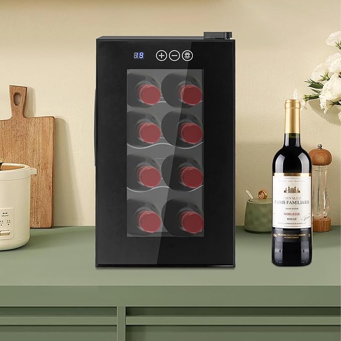 8 Bottle Wine Cooler, Small Wine Fridge Freestanding Wine Fridge - Image 2