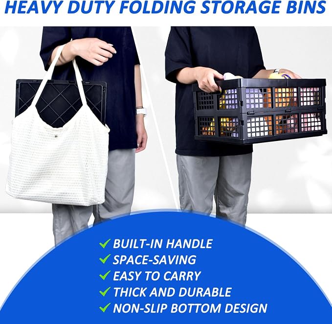 CONLI 3 Pack 34L Large Plastic Folding Crates - Image 4