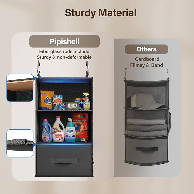 Pipishell 6-Shelf Hanging Closet Organizer, Hanging Shelves - Image 3