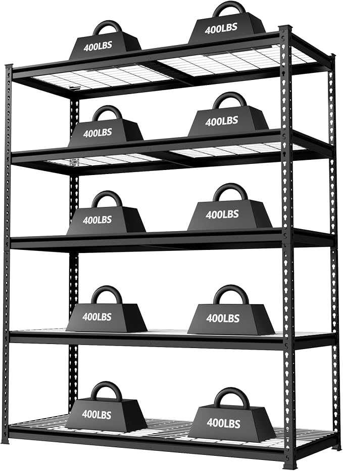 WORKPRO 5-Tier Metal Shelving Unit, 48”W x 24”D x 72”H, Heavy Duty Adjustable by WORKPRO