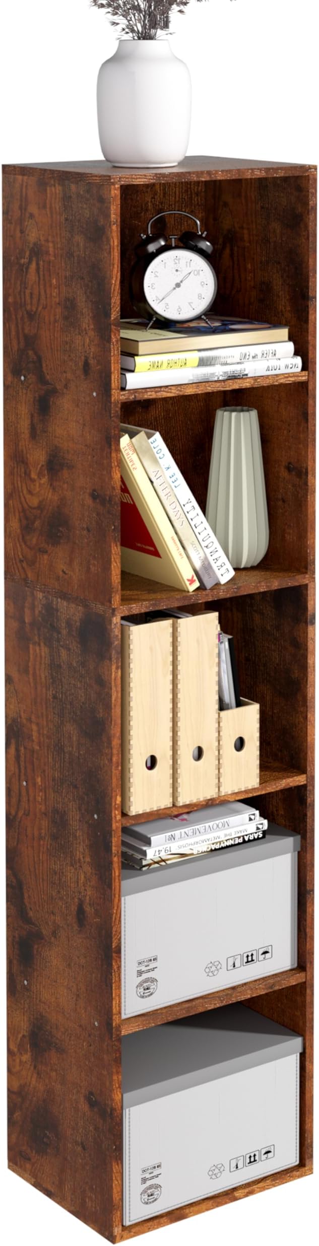 5-Tier Wooden Cube Storage Organizer, 52 Inch Tall Bookcase & Display Shelf by NewBeth
