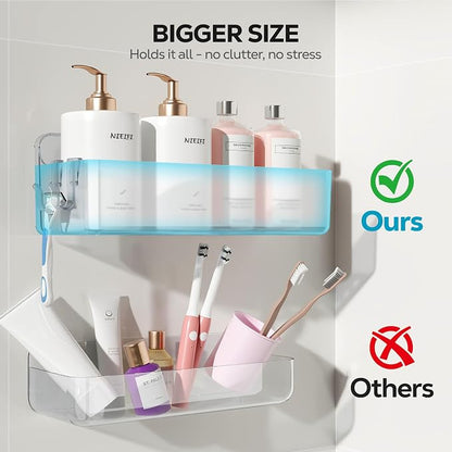 Nieifi Adhesive Shower Shelves, 2 Pieces | Rustproof ABS, Large Capacity - Image 4