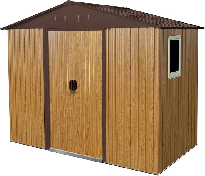 Outdoor Metal Storage Shed Window Ventilation Foundation Frame Waterproof by WEALTHGIRL