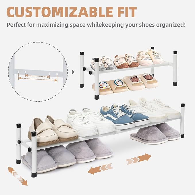 STORAGE MANIAC Expandable Shoe Rack, 4 Pairs Stackable Small Shoe Rack - Image 4