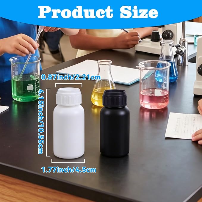 4 Pack 3.4 oz White and Black Fluorinated Plastic Bottles - Image 2