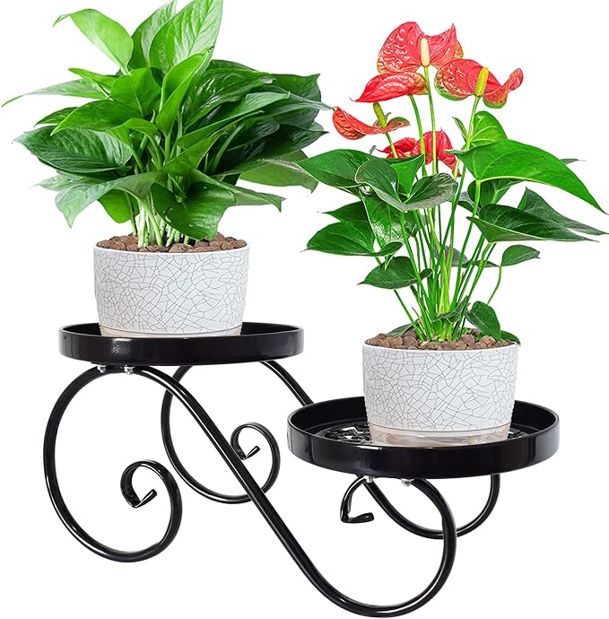 TLBTEK 2 tier Metal Plant Stand, Balcony and Bedroom by TLBTEK