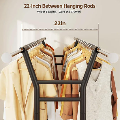 HYSEYY Heavy Duty Clothes Rack, Rolling Clothing Rack - Image 3