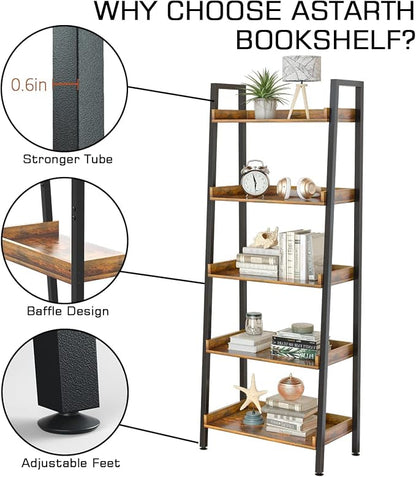 ASTARTH Ladder Shelf-5 Tier Bookshelves w/Open Shelf - Image 6