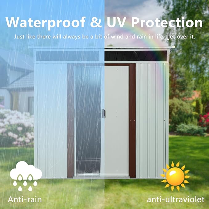 Outdoor Metal Storage Shed Window Ventilation Foundation Frame Waterproof - Image 5