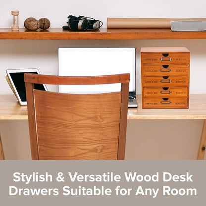 Vintage 5-Drawer Wooden Desk Organizer - Image 7