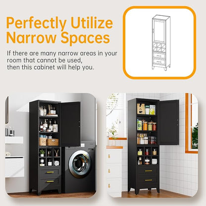 Ckzbx Tall Narrow Storage Cabinet, 66.93" H Tall Bathroom Cabinet Metal Pantry - Image 4