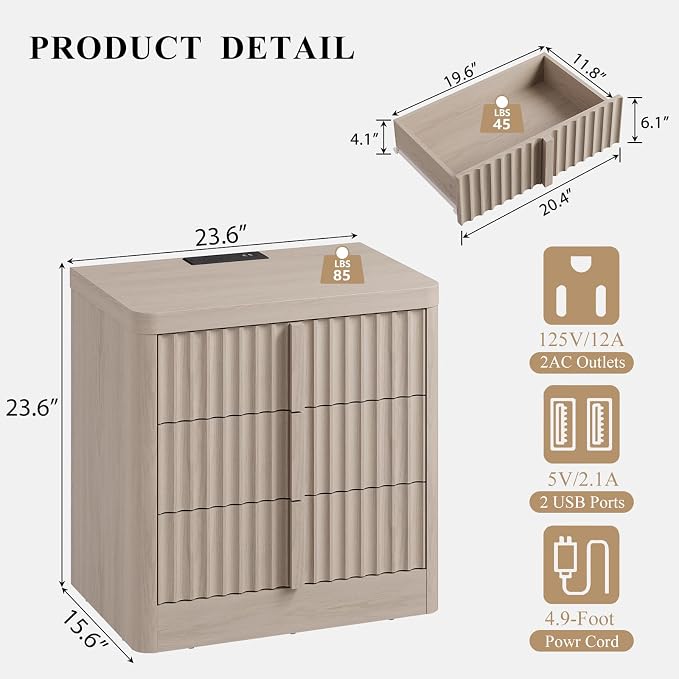 Fluted Nightstand Set of 2 - Image 3