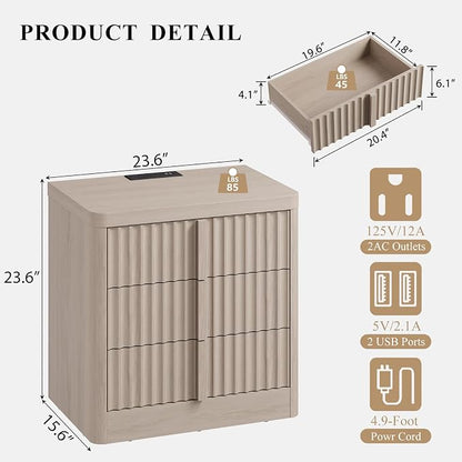 Fluted Nightstand Set of 2 - Image 3