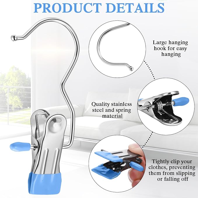 Yinder 250 Pcs Boot Hangers Clips Laundry Hooks Hanging Stainless Steel Clothes - Image 4