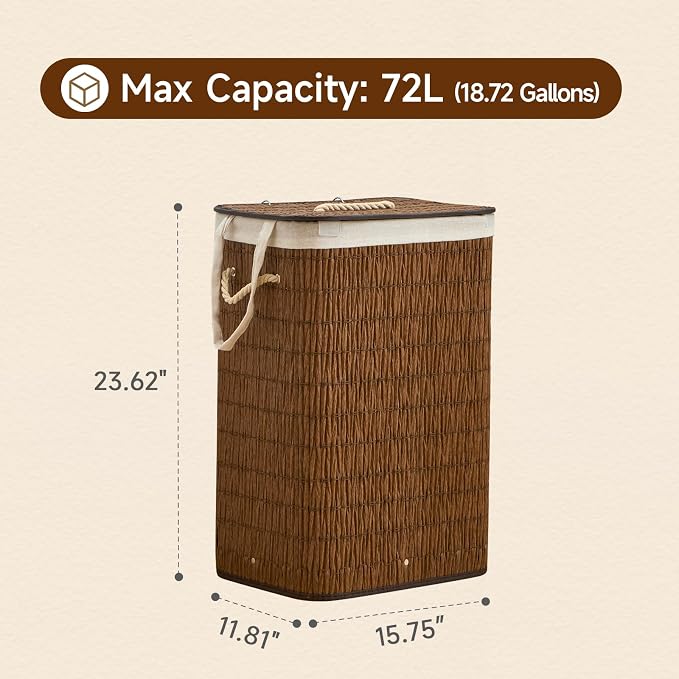 Laundry Hamper with Lid, 18.72 Gallons Laundry Basket with 2 Removable Liner - Image 4