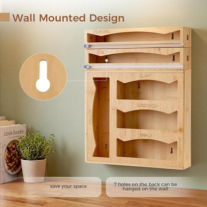 6 in 1 Storage Bag Organizer Kitchen Drawer, Bamboo Foil and Plastic Wrap - Image 8