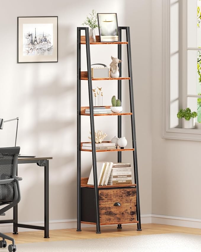 Furologee 6 Tier Ladder Shelf, Ladder Bookshelf - Image 6