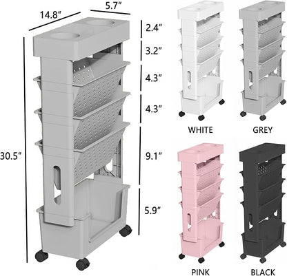 5-Tier Rolling Bookshelf Magazine Rack - Image 3
