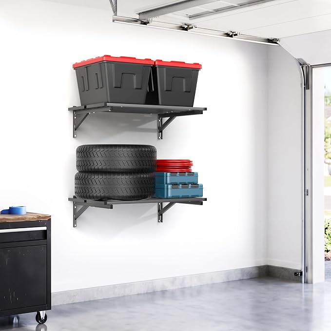TORACK 2-Pack Heavy-Duty Garage Wall Shelves, 2 ft x 3 ft Floating Wall-Mounted - Image 2