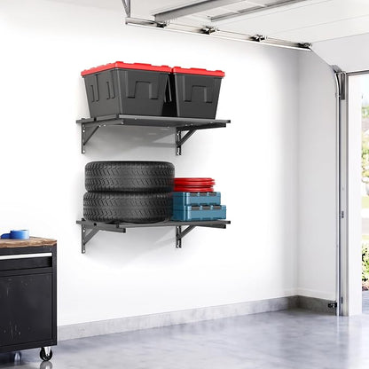 TORACK 2-Pack Heavy-Duty Garage Wall Shelves, 2 ft x 3 ft Floating Wall-Mounted - Image 2