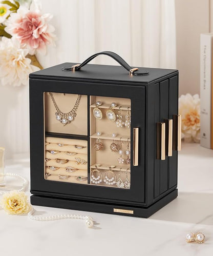 Homde Christmas Gifts Jewelry Box 360° Rotating, Necklace Earring Organizer - Image 2